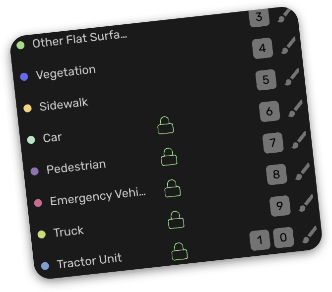 Class picker with keyboard shortcuts and locked classes