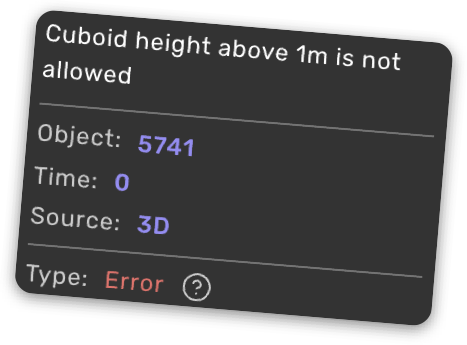 Programmatic checker error: cuboid height above 1m is not allowed